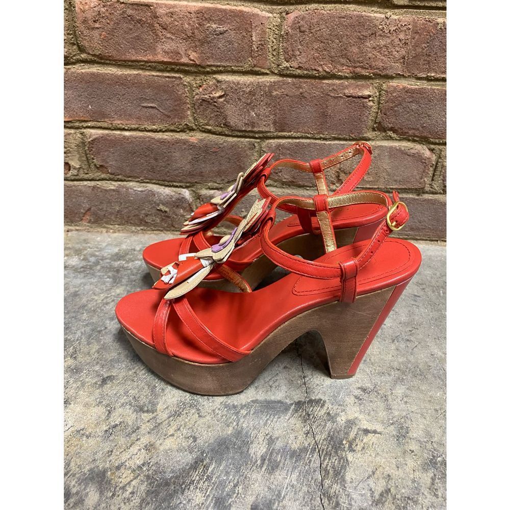 Coach Orange Flower Jeanna Calf Verm Multi Platform Heels Size 8 - Picture 4 of 10